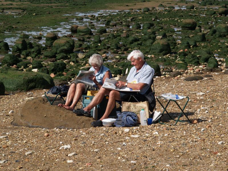 Hunstanton, England: beach: couple on beach