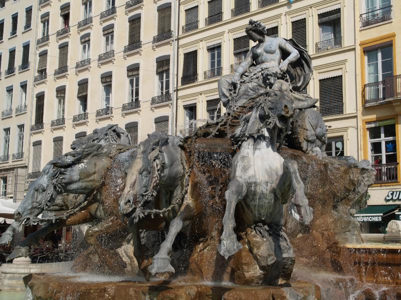 Lyon, France: Fontaine Bartholdi: horses, fountain (1888, Frederic Bartholdi, originally intended for Bordeaux)