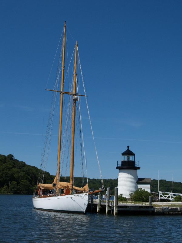 Mystic, Connecticut (CT): Mystic Seaport: boat and lighthouse