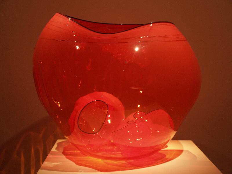 London, England: New Bond Street, Halcyon Gallery: Fire Orange Basket Set (glass artist Dale Chihuly)