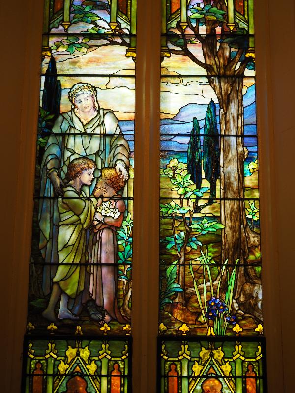 Utica, New York (NY): Westminster Presbyterian Church: Charity (1921, Tiffany Studios)