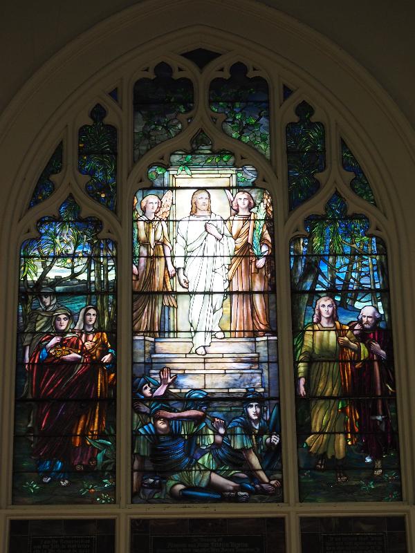 Corning, New York (NY): Christ Episcopal Church: Resurrection (Bigelow Memorial Window) (1895, Tiffany Glass & Decorating Company, designed by Edward Peck Sperry)