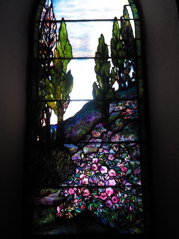 North Adams, Massachusetts (MA): All Saints Episcopal Church: Holy Land Garden and Hillside (Wilcoxson window) (1910, Tiffany Studios)