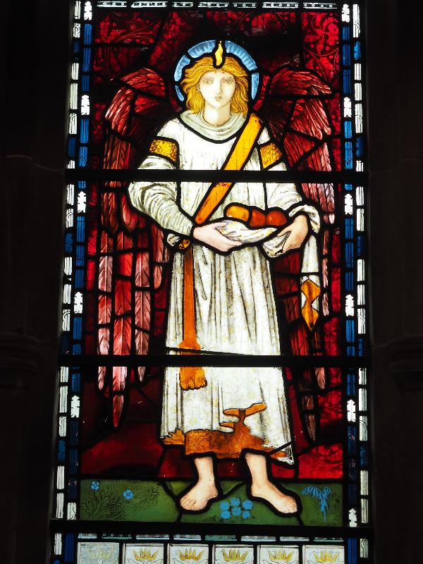 Scarborough, England: St Martin-on-the-Hill: angel (1873, Edward Burne-Jones)