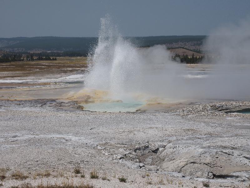 Yellowstone National Park, Wyoming (WY): Fountain Paint Pots trail: Clepsydra Geyser spouting