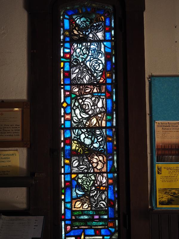 Bar Harbor, Maine (ME): St Saviour's Episcopal Church: Roses (Hoffman Memorial Window, 1952, Rowan LeCompte)