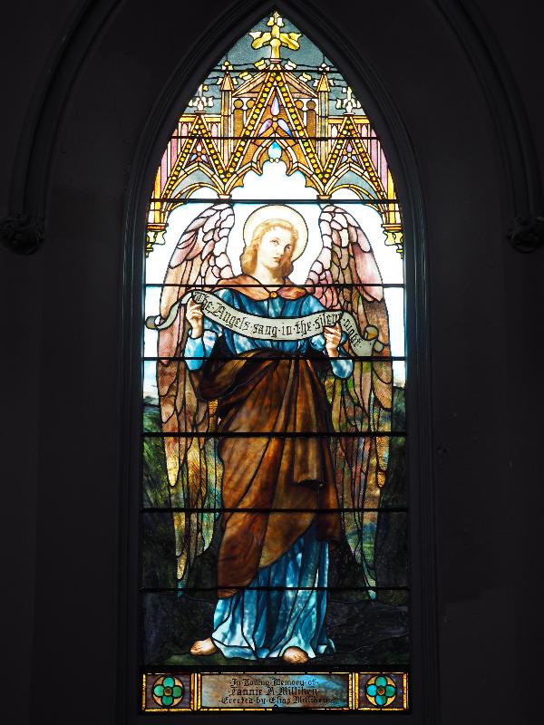 Augusta, Maine (ME): South Parish Congregational Church: Angel of Praise (Milliken Memorial Window, Tiffany Glass & Decorating Company)