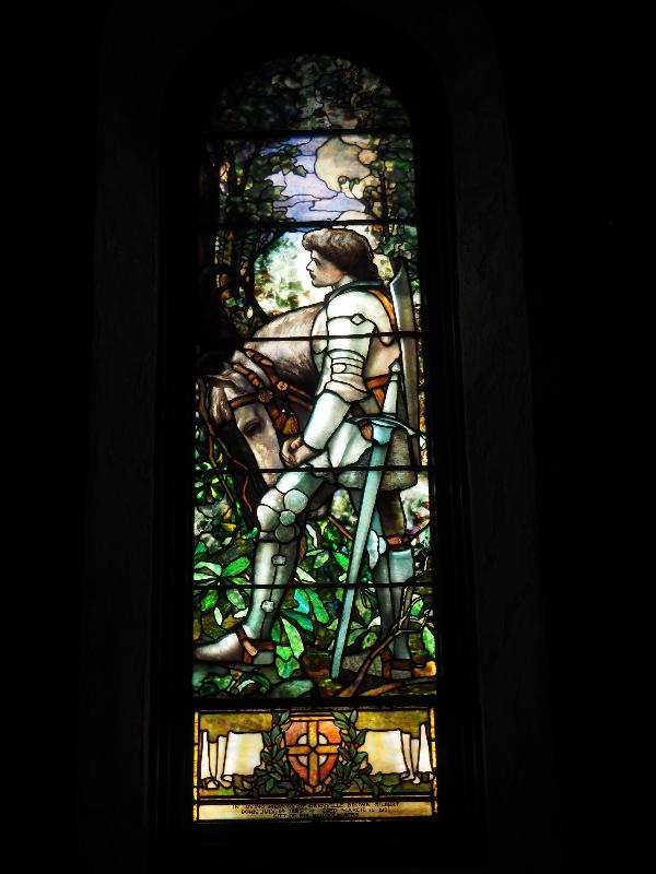 Southborough, Massachusetts (MA): St. Mark's School, Chapel: Gilbert Memorial Window, Sir Galahad (1902, Tiffany Studios)