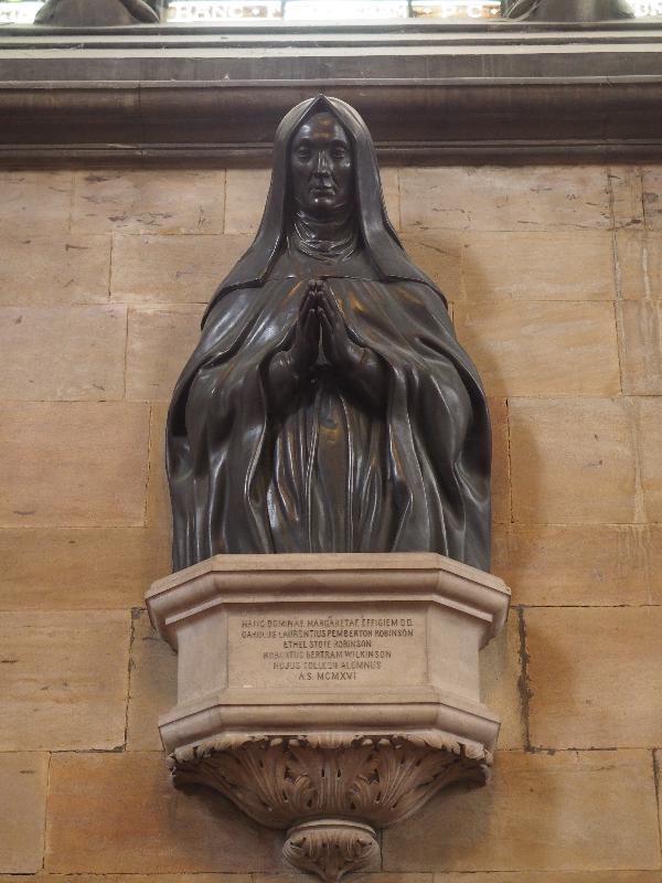 Cambridge, England: St John's College: chapel, bust of Lady Margaret (1916)