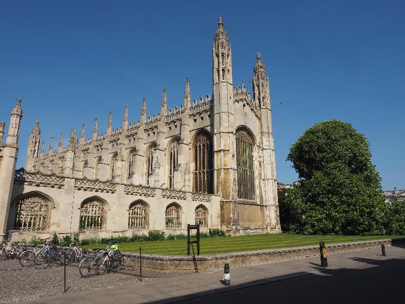 Cambridge, England: King's College: chapel and Horse Chestnut (quiet because of Covid-19 lockdown)