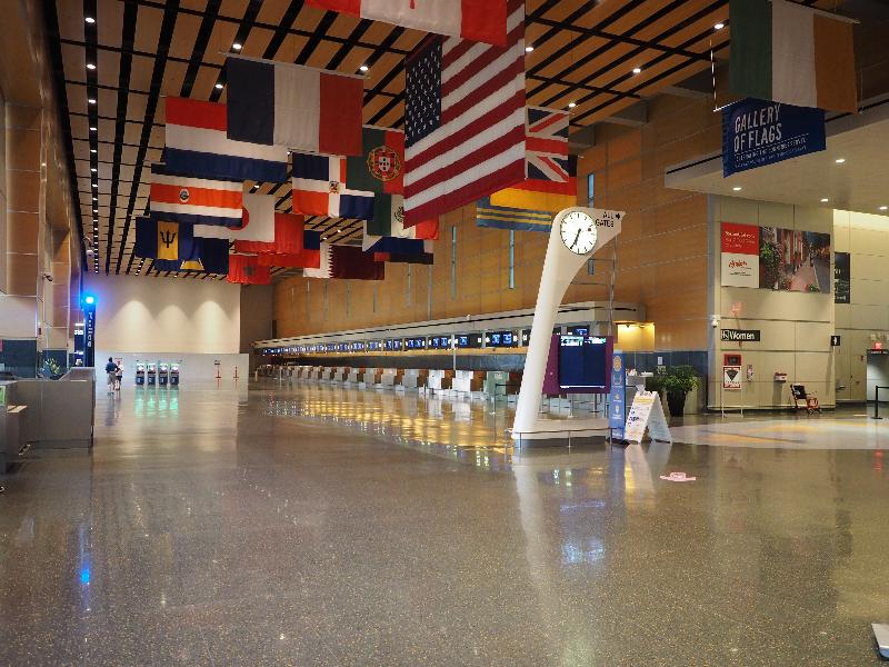 Boston, Massachusetts (MA): Logan Airport, Terminal E: empty terminal building (because of Covid-19)