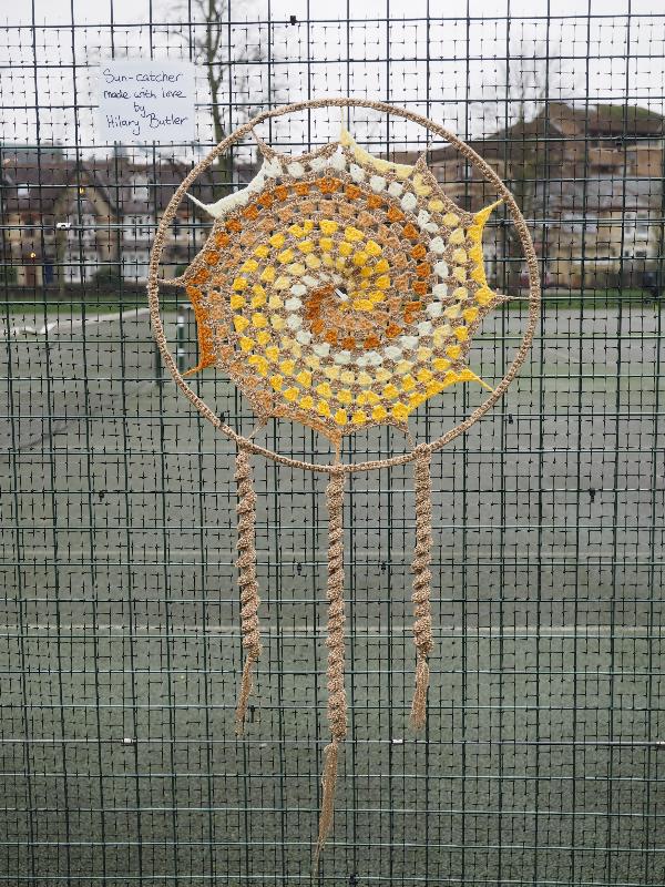 Cambridge, England: Jesus Green: Sun-catcher (displayed Dec 2020 / Jan 2021, artist Hilary Butler)