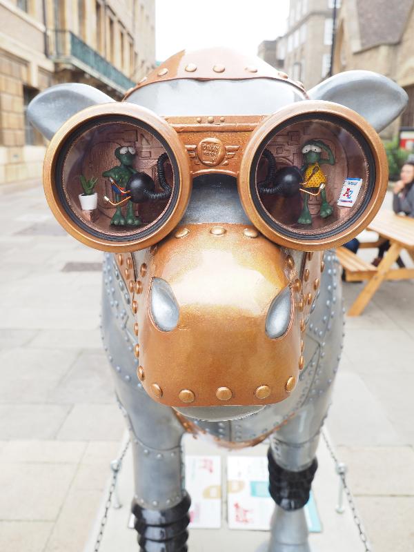 Cambridge, England: Peas Hill: MooMoo-o-Tron III, detail (Dinky Doors)