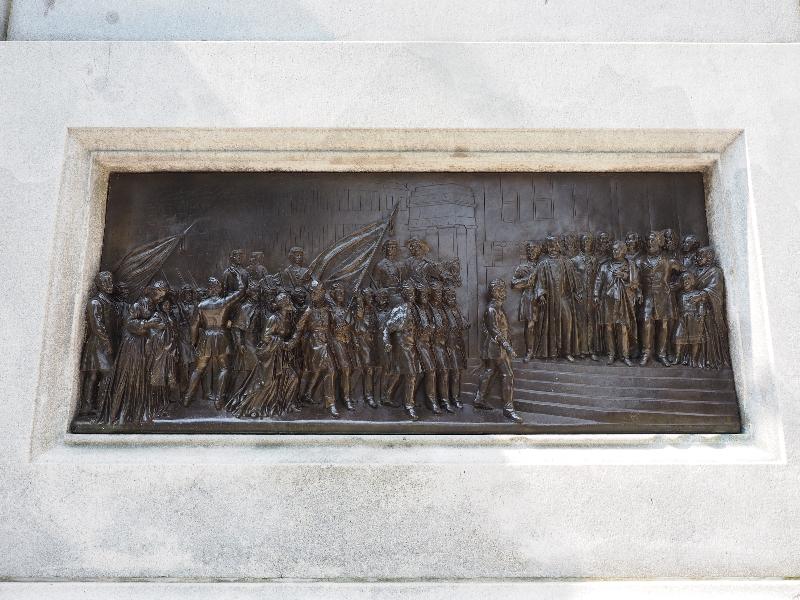Boston, Massachusetts (MA): Boston Common: Soldiers and Sailors Monument (The Departure for War, 1877, Martin Milmore)