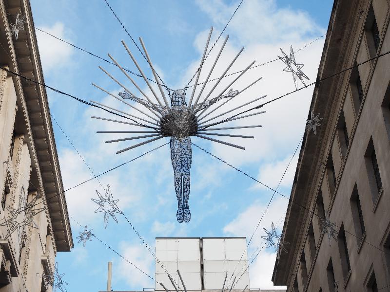 London, England: Carlton Street: angel Christmas decoration