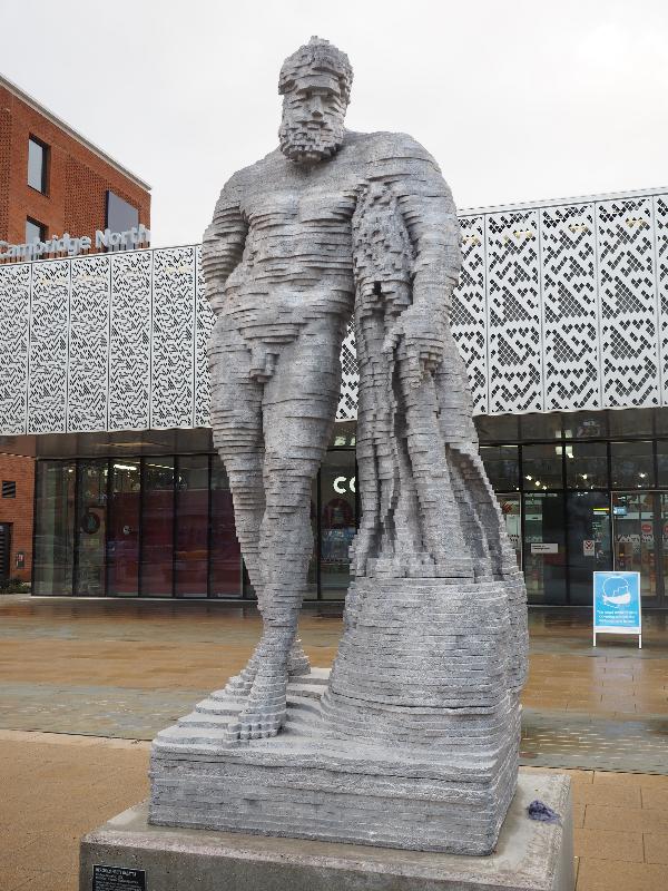Cambridge, England: Cambridge North Railway Station: Hercules (Hercules Meets Galatea, 2021, Matthew Derbyshire)