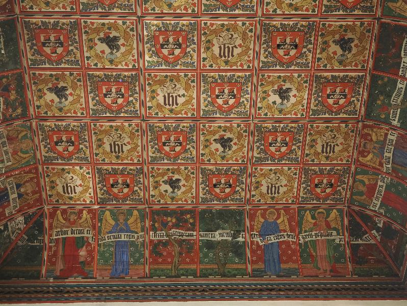 Cambridge, England: Jesus College: chapel ceiling at west end