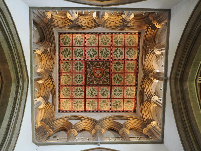 Cambridge, England: Jesus College: chapel, crossing ceiling