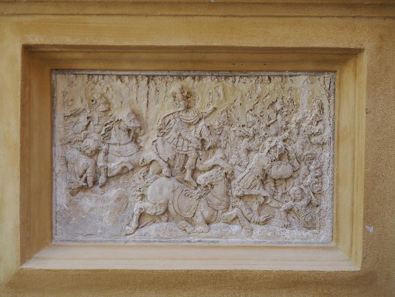 Cagnes-sur-Mer, France: Chateau Grimaldi: battle scene relief