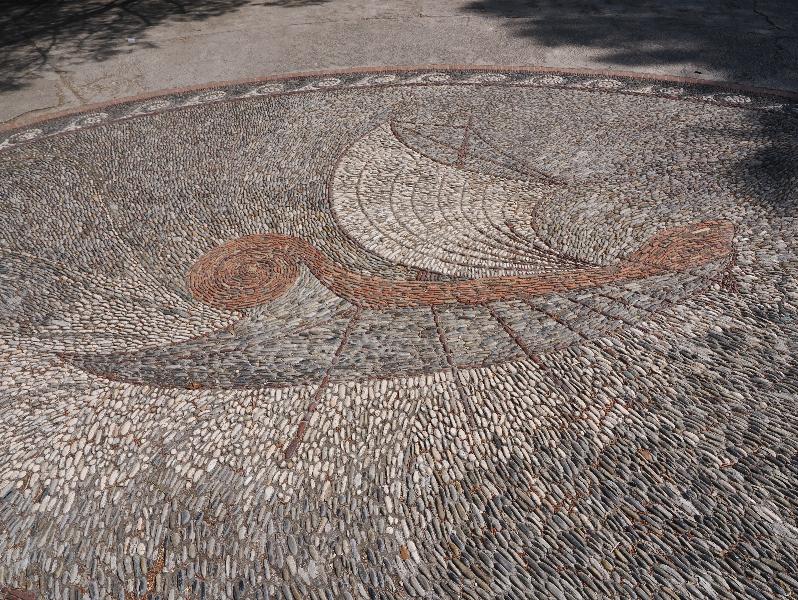 Nice, France: Colline du Chateau (Castle Hill): Homer's Odyssey, boat (1960s, designed by Charles Catherin, made by Honore Gilly)