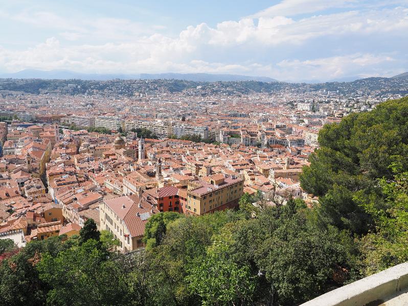 Nice, France: Colline du Chateau (Castle Hill): view of cental Nice