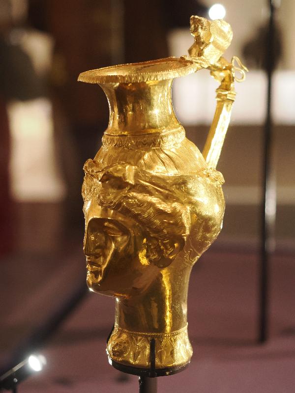 London, England: British Museum: Gold female head rhyton (about 350-275 BC, Panagyurishte, Bulgaria)
