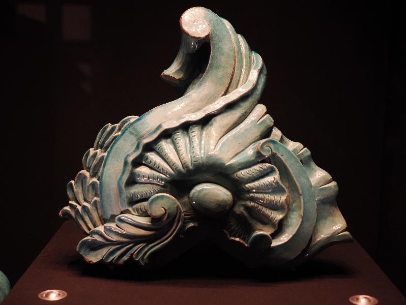 London, England: British Museum: remnant of the Summer Palace (turquoise glazed stoneware, 1747-1770, Beijing, destroyed by the British, 1860)