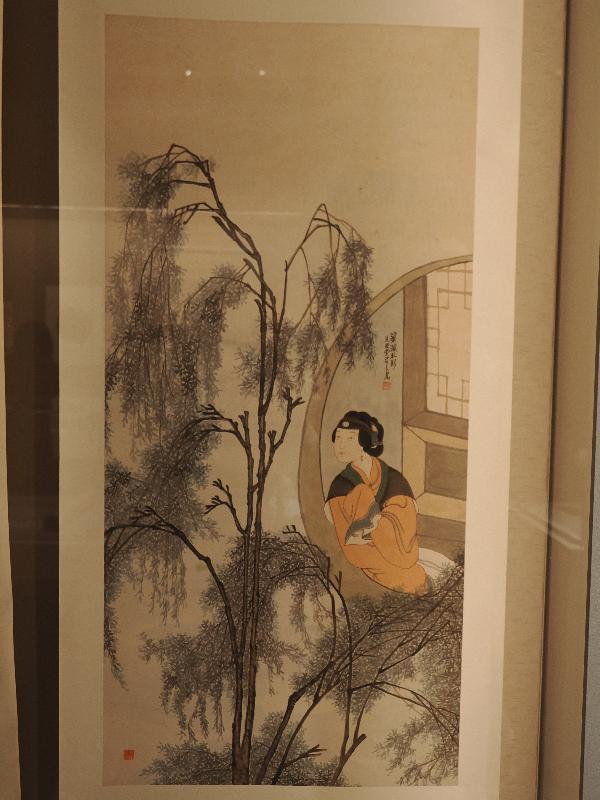 London, England: British Museum: Autumn shadow in Liangzi (hanging scroll, 1840-1857, artist Ren Xiong; China)