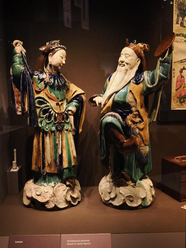 London, England: British Museum: architectural elements based on opera figures (1800-1900, Shiwan, Guangdong)