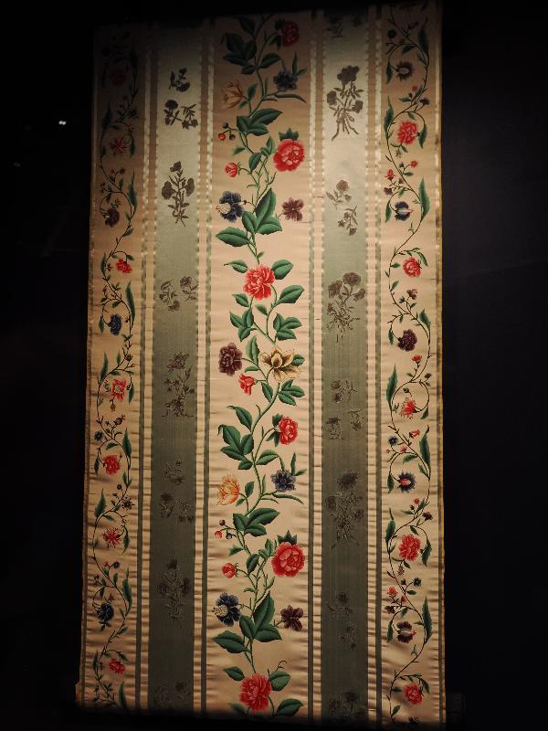 London, England: British Museum: partial bolt of taffeta (silk and embroidery), 1840-1870, Guangzhou)