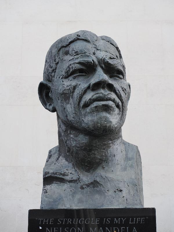 London, England: Royal Festival Hall: Bust of Nelson Mandela (1985, Ian Walters)