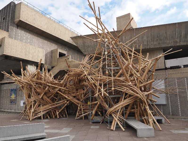 London, England: Southbank Centre: Venu (bamboo installation, 2023, Asim Waqif)