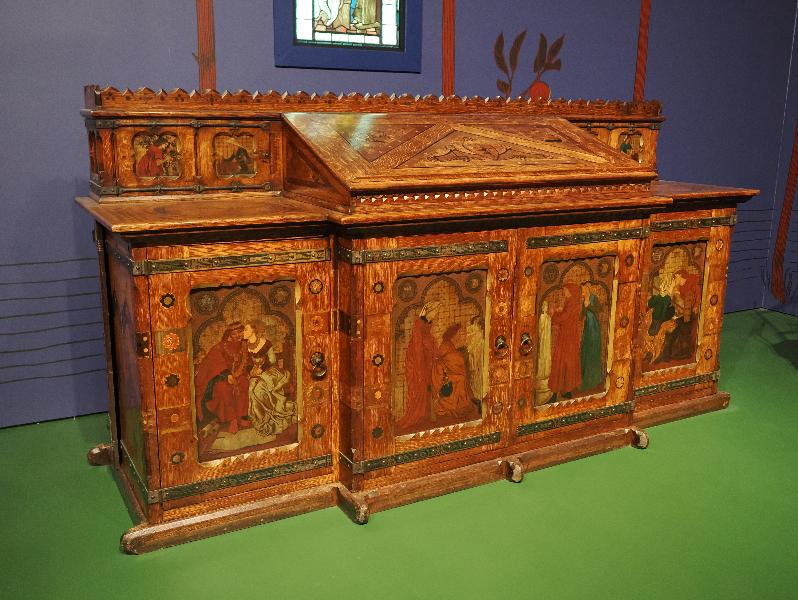 London, England: Tate Britain: King Rene's Hollywood cabinet (1861, designed by John Pollard Seddon, marketed by Morris, Marshall, Faulkner & Co)