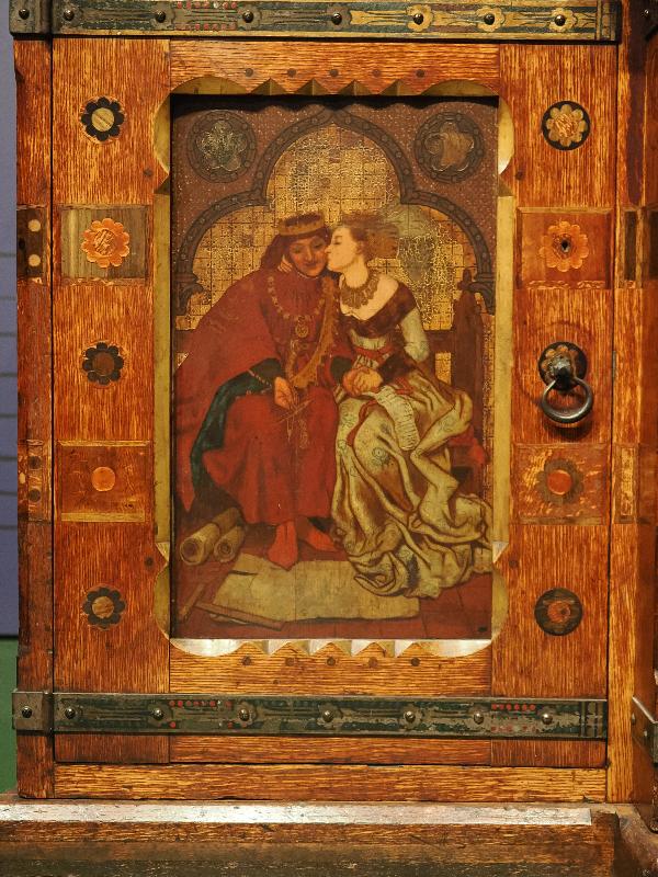 London, England: Tate Britain: King Rene's Hollywood cabinet, left panel (1861, designed by John Pollard Seddon, marketed by Morris, Marshall, Faulkner & Co)