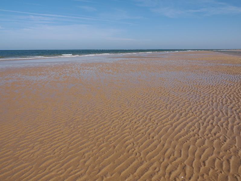 Wells-next-the-Sea, England: beach: empty beach, textured sand