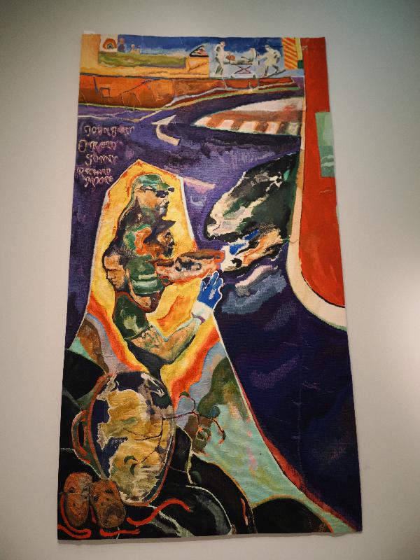 London, England: National Portrait Gallery: Everyday Heroes (tapestry, 2022, Michael Armitage)