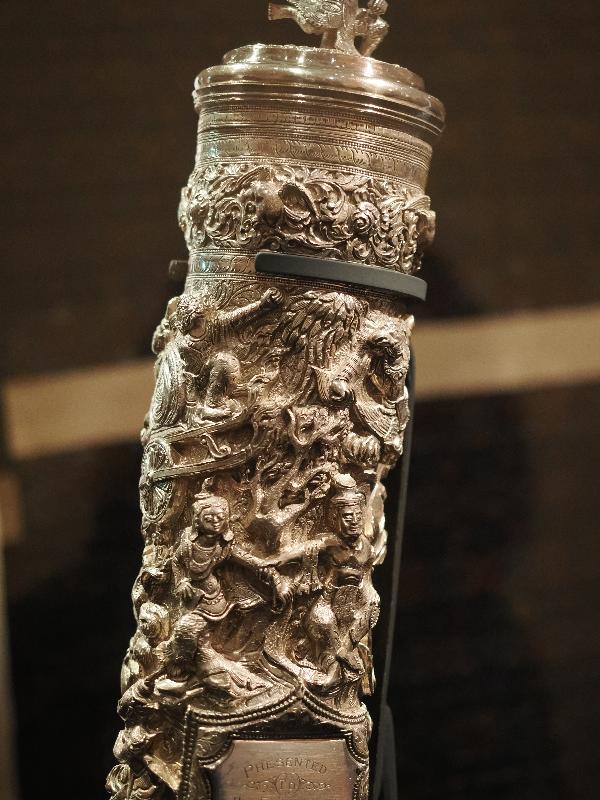 London, England: British Museum: silver letter cylinder, detail (ca. 1880-1900, Mandalay)