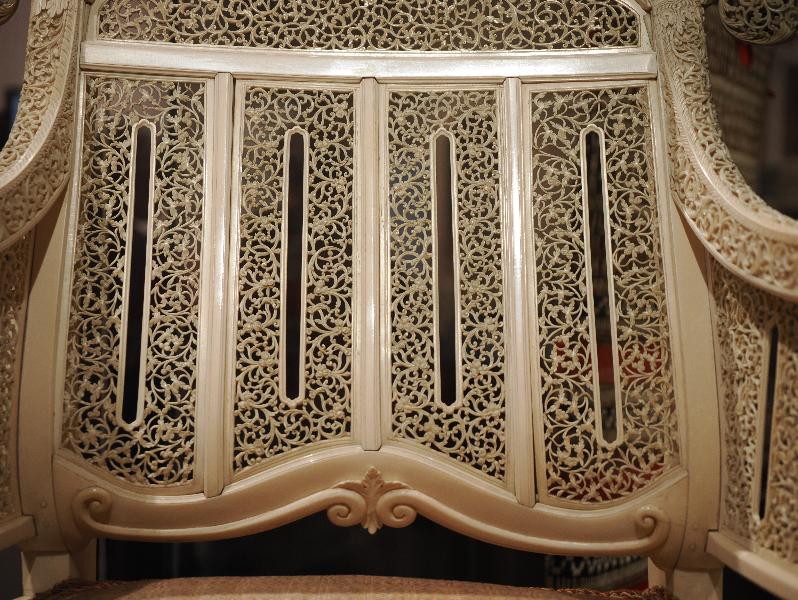 London, England: British Museum: carved ivory chair, back (ca. 1880-1885, probably Mandalay)