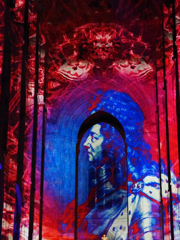 Ely, England: Ely Cathedral: King George I (Crown and Coronation, by Luxmuralis, originally shown at Tower of London, Nov 2023)
