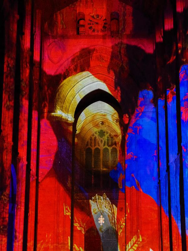 Ely, England: Ely Cathedral: King George III (Crown and Coronation, by Luxmuralis, originally shown at Tower of London, Nov 2023)