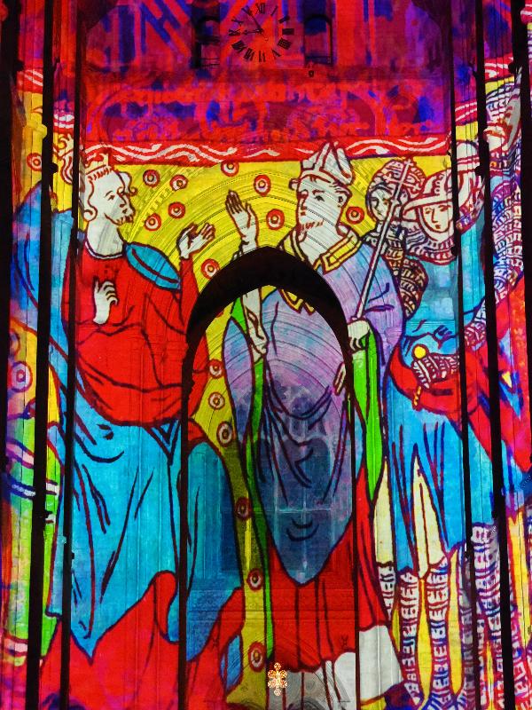 Ely, England: Ely Cathedral: King Richard I? (Crown and Coronation, by Luxmuralis, originally shown at Tower of London, Nov 2023)