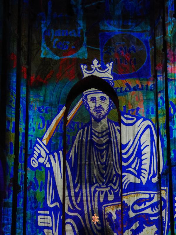 Ely, England: Ely Cathedral: King John? (Crown and Coronation, by Luxmuralis, originally shown at Tower of London, Nov 2023)