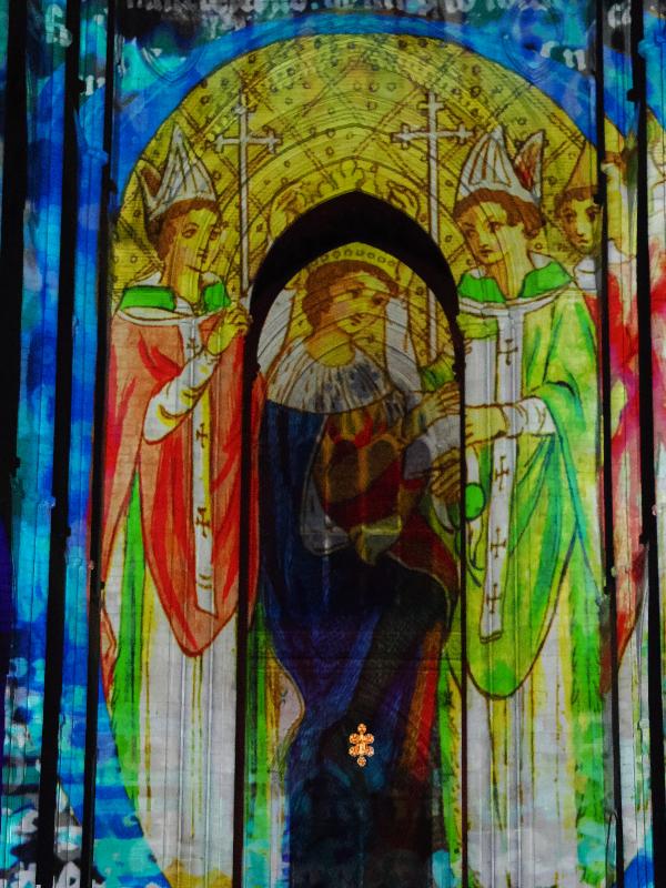Ely, England: Ely Cathedral: King Edward II? (Crown and Coronation, by Luxmuralis, originally shown at Tower of London, Nov 2023)
