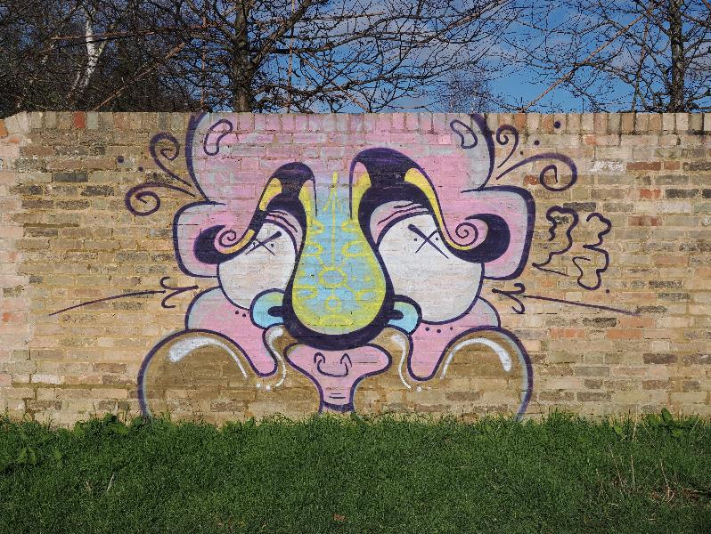 Cambridge, England: New Bit, Trumpington Road: face with big nose