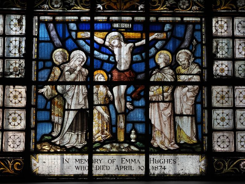 London, England: St Pancras Church: Hughes Memorial Window, Crucifixion