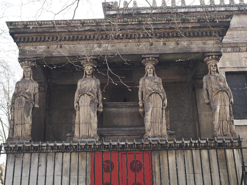 London, England: St Pancras Church: Carytids (ca. 1820, John Charles Felix Rossi)