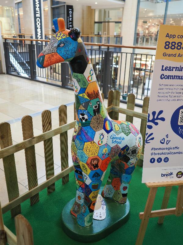 Cambridge, England: Grand Arcade: Geoffrey Giraffe (The Cavendish School)