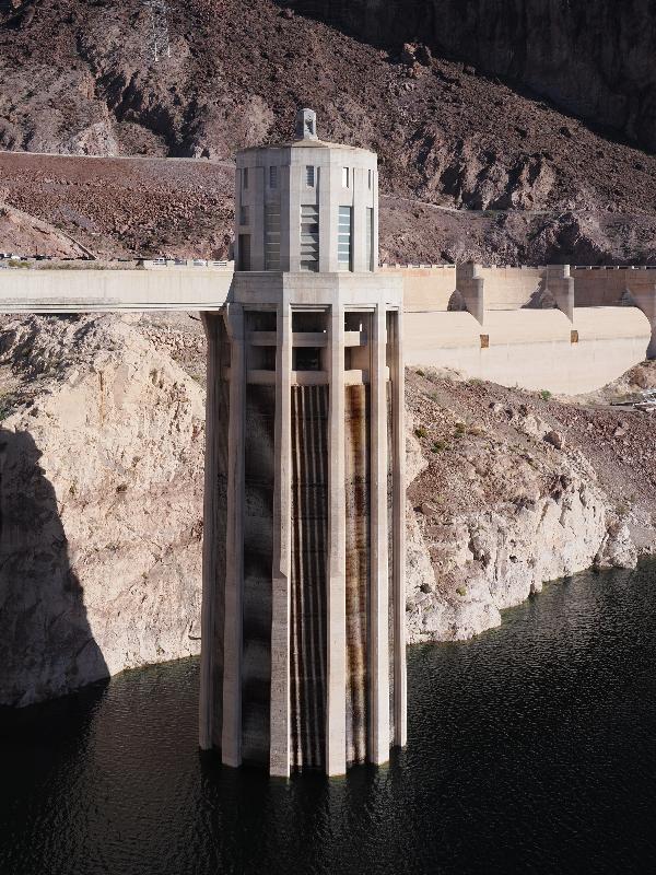 Hoover Dam, Nevada (NV) / Arizona (AZ): Hoover Dam Access Road: water intake tower