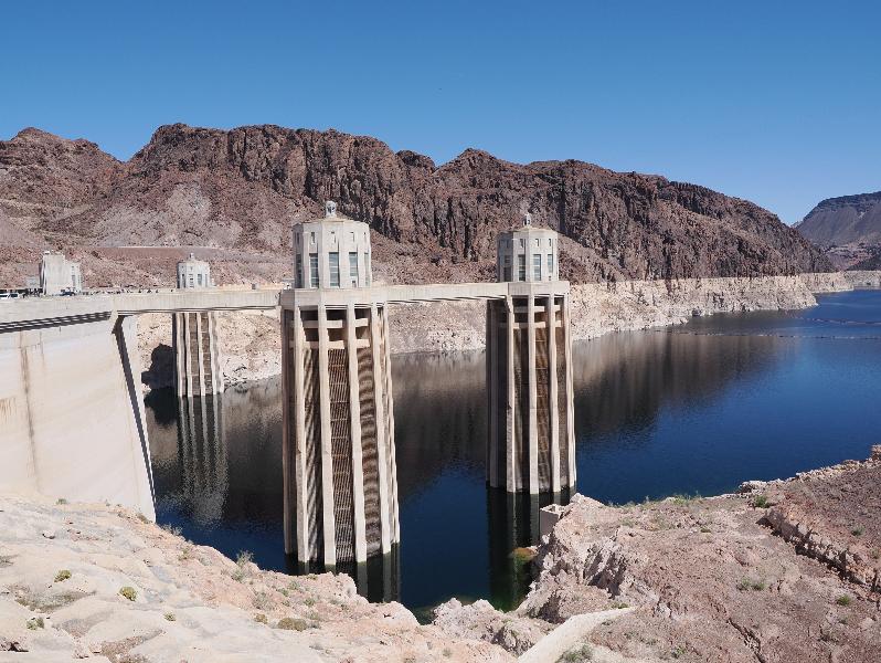 Hoover Dam, Nevada (NV) / Arizona (AZ): Hoover Dam Access Road: water intake towers