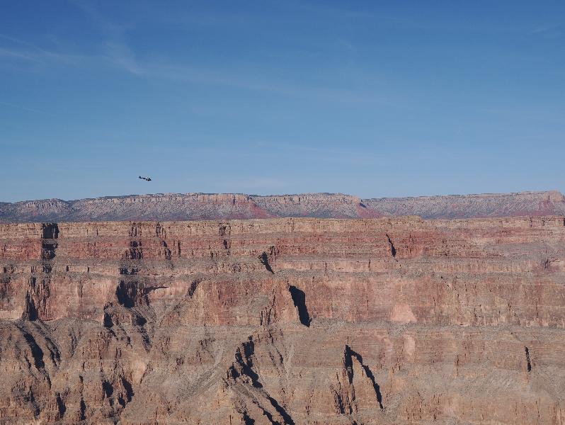 Grand Canyon West, Arizona (AZ): Guano Point: view of canyon, with helicopter
